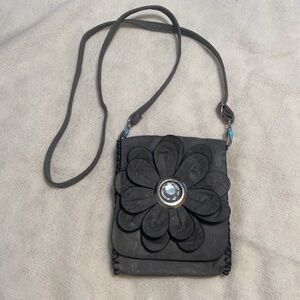New Floral Rhinestone Grey Crossbody Bag